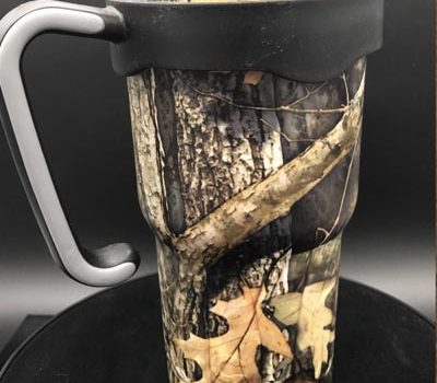 20 oz laser engraved RTIC camouflage tumbler
