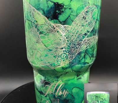 Sea Turtle Custom Personalized Powder Coated Laser Engraved Stainless Steel Tumbler