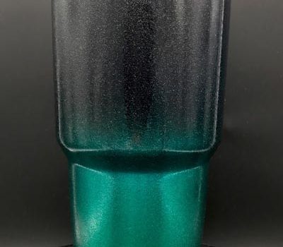 Teal Green to Black Ombre' Fade Glitter Powder Coated 30 oz Stainless Steel Tumbler