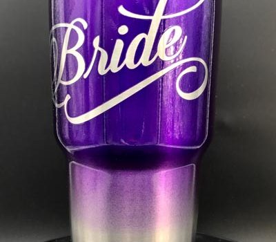 Ombre Purple Bride Tumbler 30 oz powder coated laser engraved stainless steel tumbler