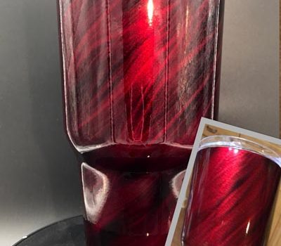 Cherry Red Black Brushed 30 oz powder coated laser engraved stainless steel tumbler