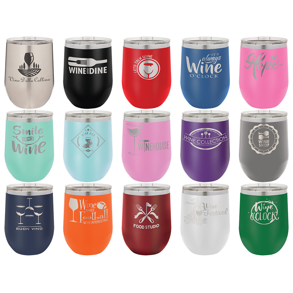 Stainless Steel LaserGram Double Wall Stainless Steel Wine Glass Tumbler Yoga Woman Personalized Engraving Included