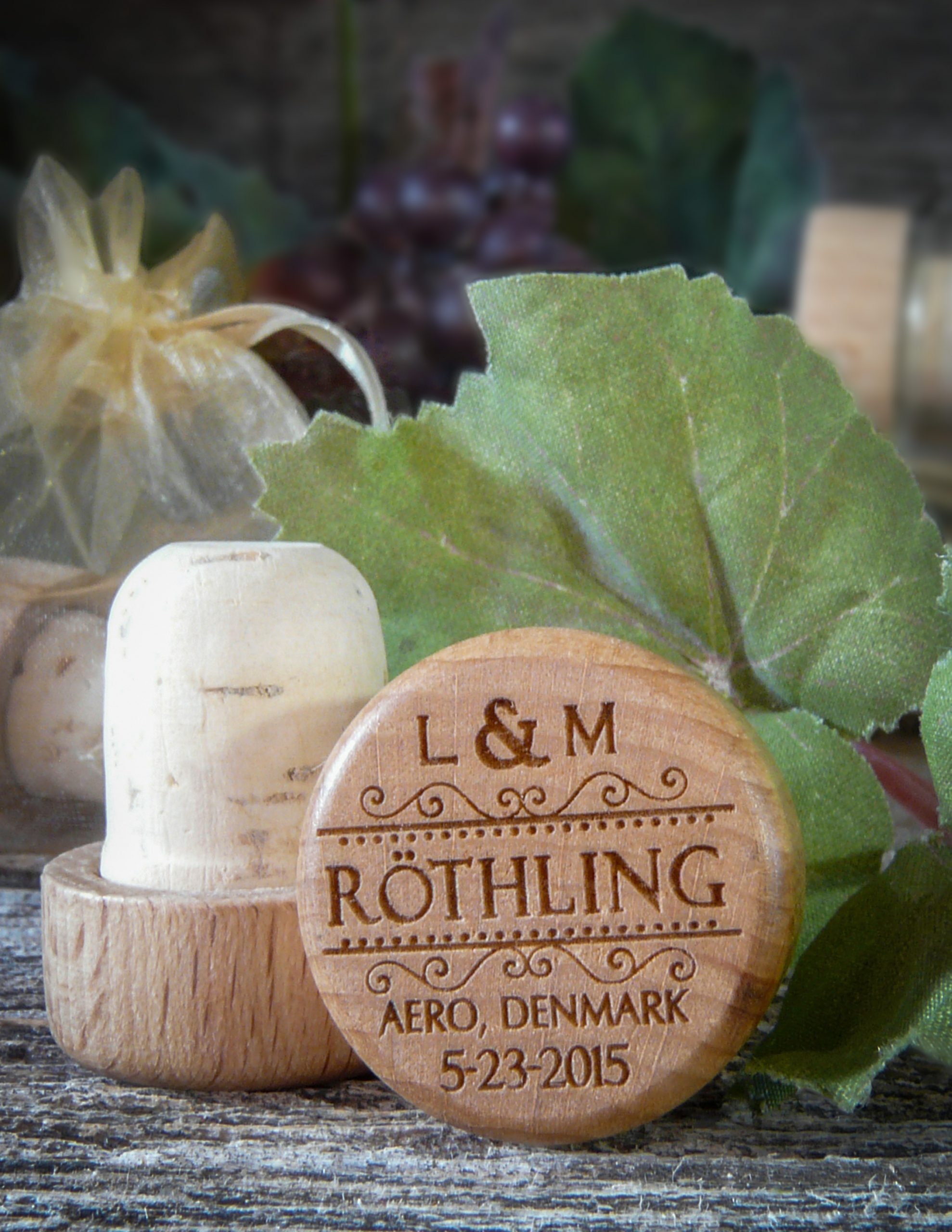 Discount Laser Engraved Wood Wine Stopper Wedding Favors Lazerworx