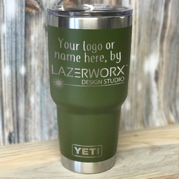 YETI-30-oz-olive-green-stainless-steel-tumbler-laser-engraved-personalized-logo-lazerworx