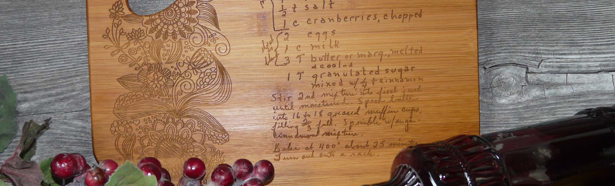 Laser Engraved Hand-written Recipe Cutting Board