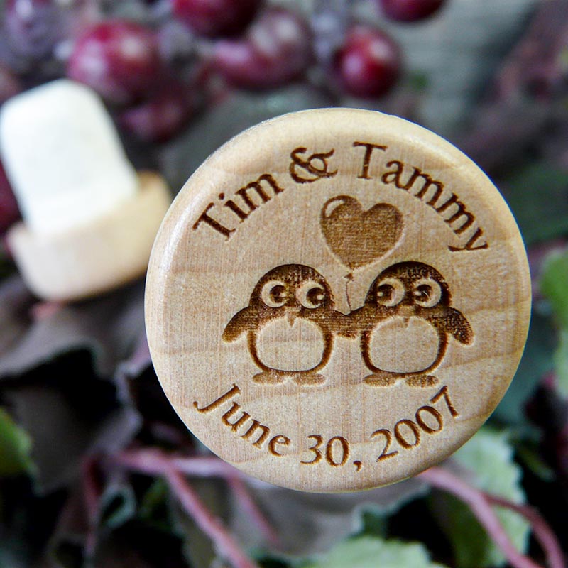 Personalized Penguin Wine Cork Wedding Favor