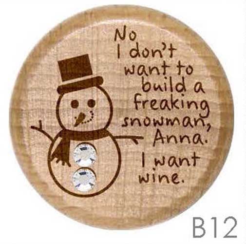 B12 - Frozen snowman Rhinestone Crystal Personalized Wine Stopper