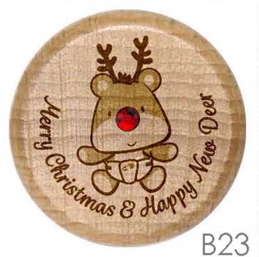 B23 - Baby Rudolph Reindeer Merry Christmas Rhinestone Crystal Personalized Wine Stopper