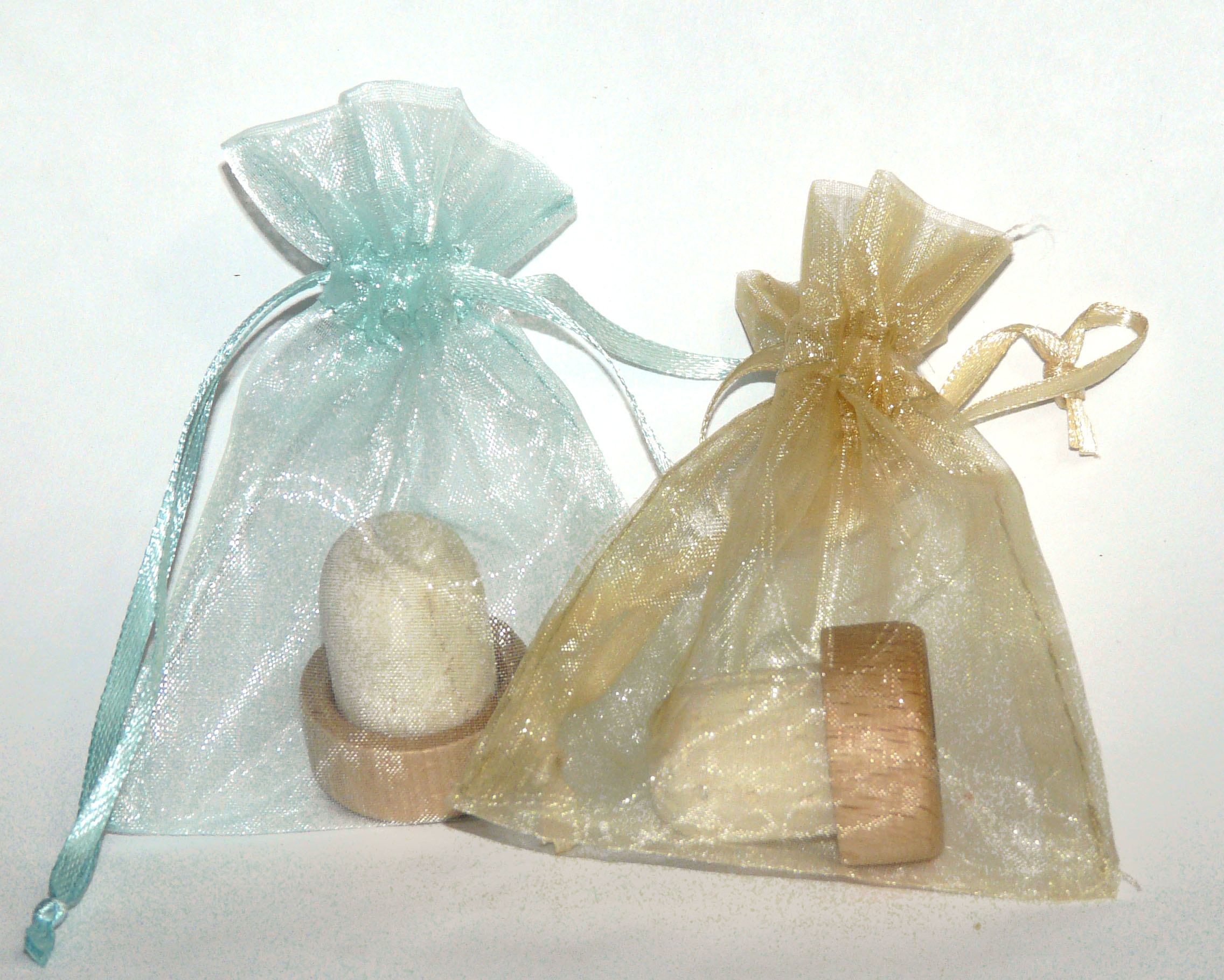 Beach-y Keen Mix 3 x 4 organza favor bags (Aqua, Toffee))