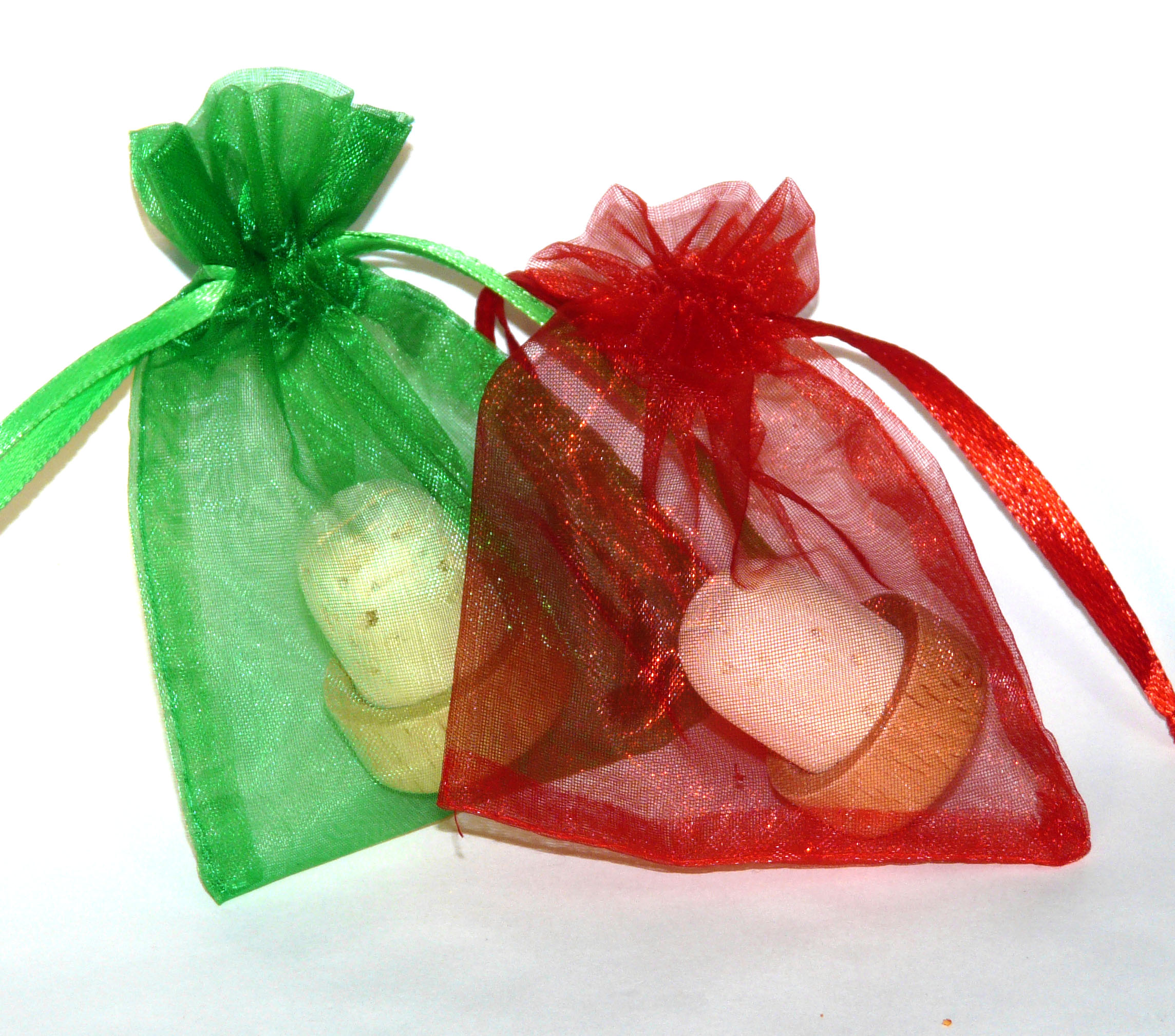 Christmas Mix 3 x 4 organza bags (Emerald Green, Red)