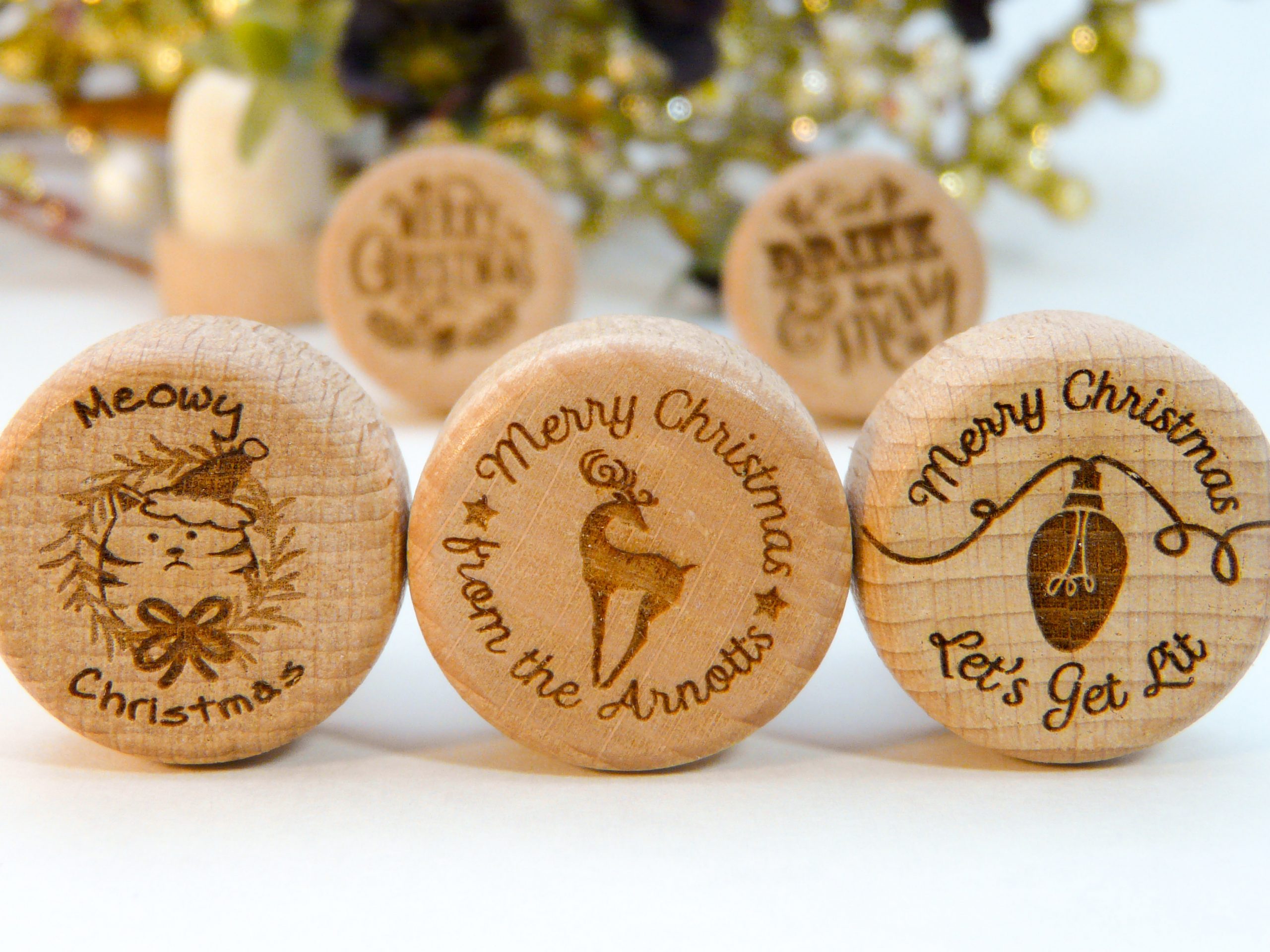 Christmas & Holiday Personalized Wine Stoppers