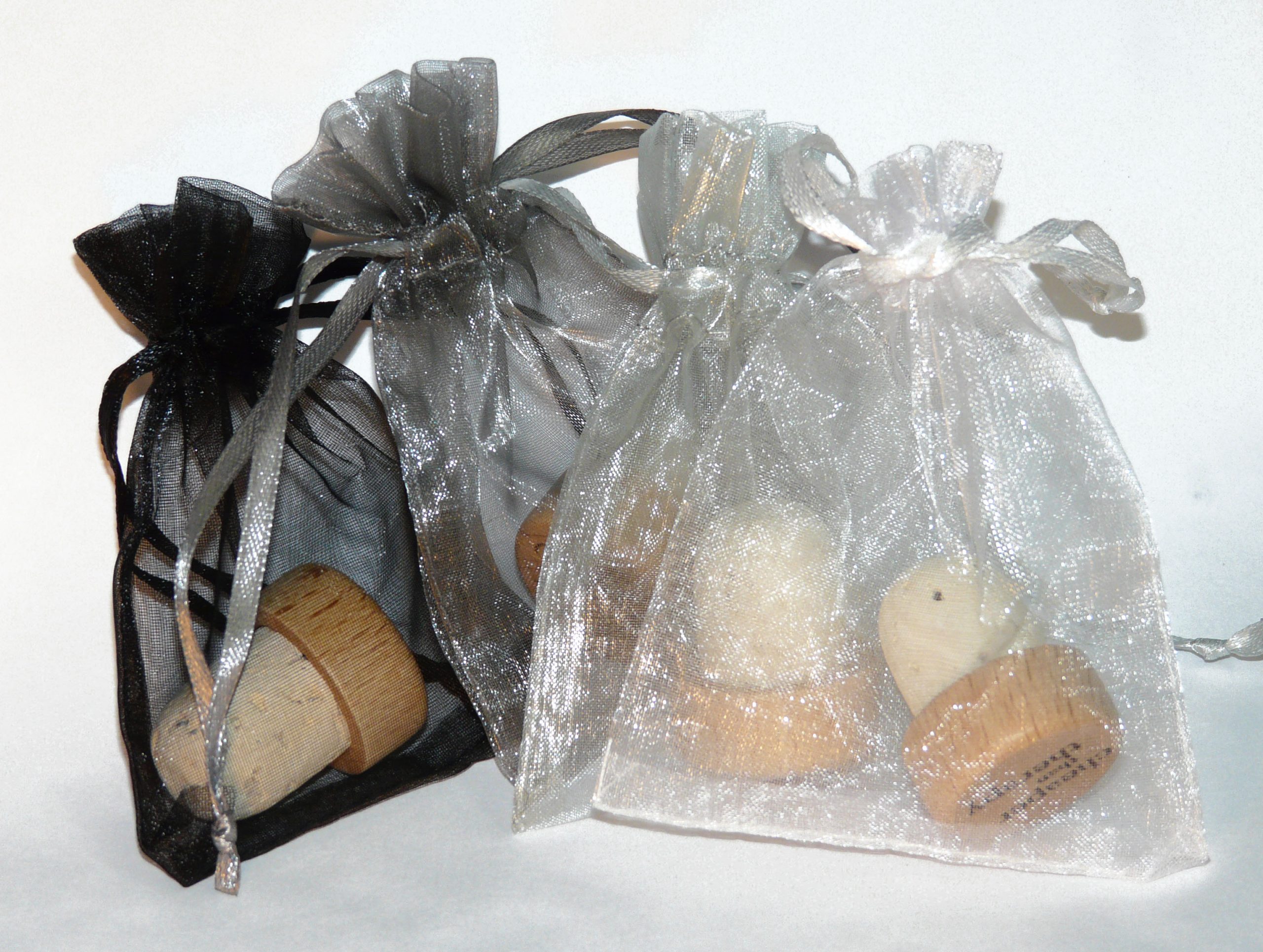 Fifty Shades Mix 3 x 4 Organza Favor Bags (Black, Dk Silver, Lt Silver, White)