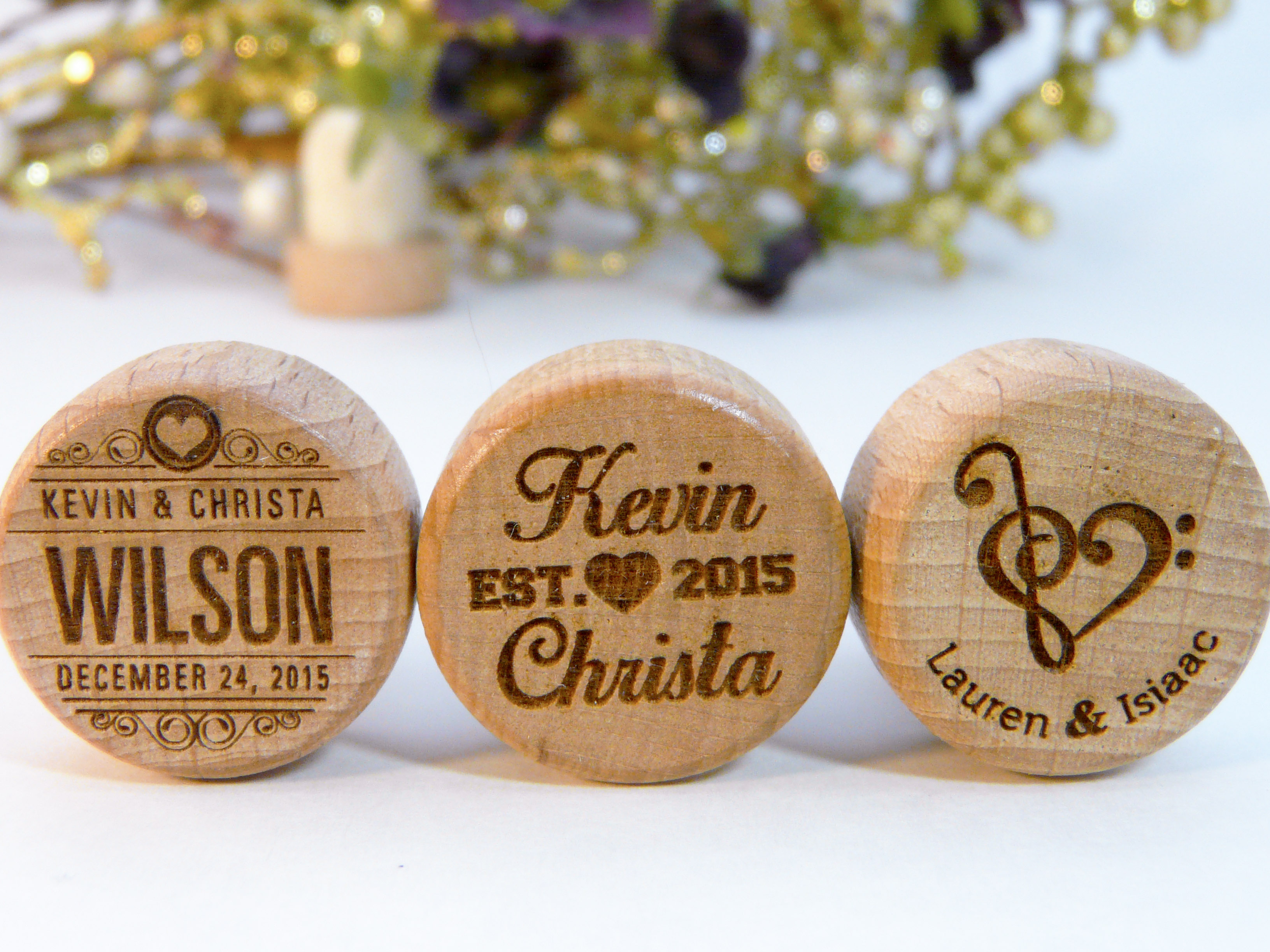35 HEART & CALLIGRAPHY Personalized Wine Stopper Designs