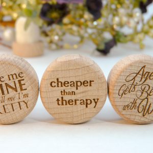 Funny wine puns engraved wood wine bottle stoppers