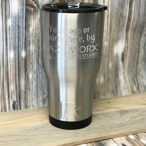 RTIC-30-oz-silver-stainless-steel-tumbler-sand-blasted-etched-engraved-personalized-logo
